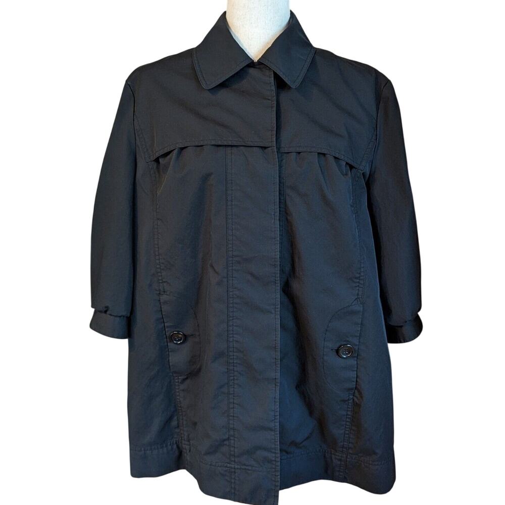 Chico's Black 3/4 Sleeve Trench Style Top Cotton Women's Size 2